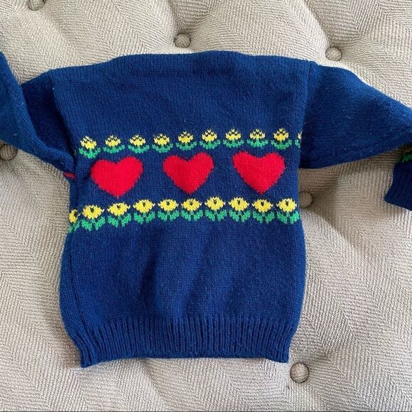 Vintage 80s Maine Mad Hatter Hearts Flowers Sweater 18m 2T - Picture 2 of 6